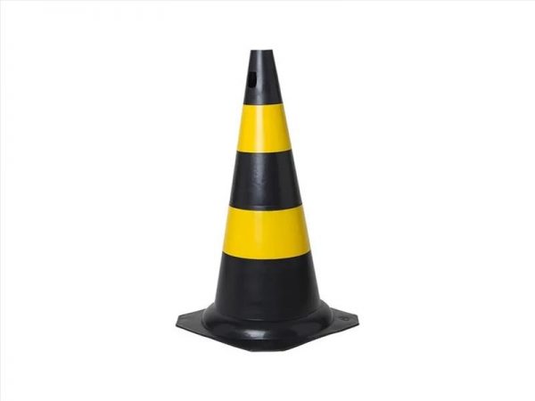 CONE PRETO/AMARELO 50CM PLASTCOR