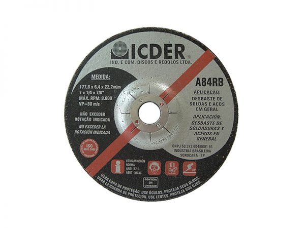 DISCO DESBASTE 7"X1/4X7/8 ICDER A82RB