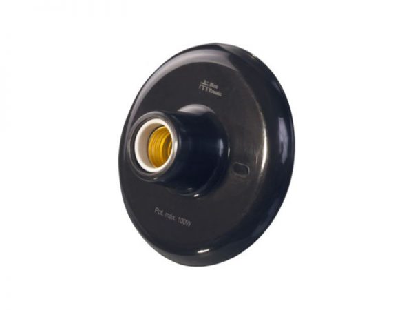 PLAFON B/PORCELANA PRETO 100W MECTRO 30126