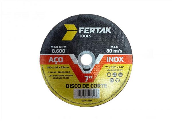 DISCO CORTE INOX 7X1.6MM FERTAK