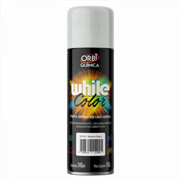 TINTA SPRAY USO GERAL BRANCO FOSCO 190G/340ML ORBI 18748