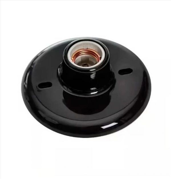 PLAFON B/PORCELANA TERMOPLASTICO E27 PRETO OPL 3296