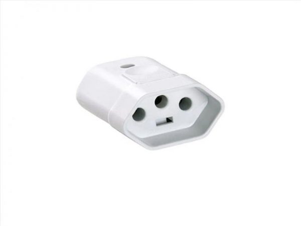 PLUGUE FEMEA BCO 2P+T 10A TRAMONTIN 57402/053