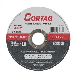 DISCO CORTE INOX 4.1/2X1MMX22MM CORTAG 61825