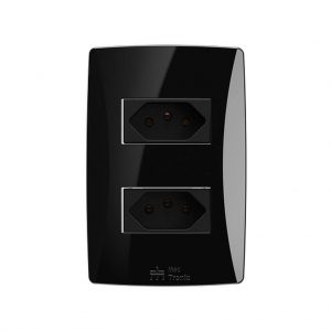TOMADA DUPLA 2P+T 20A PETRA BLACK MEC 49040