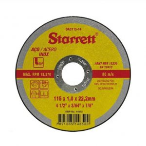 DISCO CORTE INOX 4.1/2X1MMX22MM STARRET DAC115
