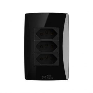 TOMADA TRIPLA 2P+T 10A PETRA BLACK MEC 49045