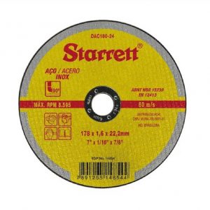DISCO CORTE INOX 7X1.6MMX22MM STARRET DAC180-